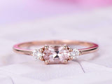 1ct Oval Cut Morganite Engagement Ring Minimalist Trilogy 14k Rose Gold Finish