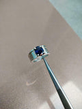 2ct Engagement Ring Oval Cut Blue Sapphire Solitaire Wide 14k White Gold Finish