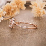 1.5ct Round Cut Simulated Morganite Halo Engagement Ring 14k Rose Gold Plated