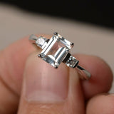 1.2ct Emerald Cut Diamond Engagement Ring 14k WhiteGold Finish Trilogy Solitaire