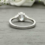 1.5ct Oval Cut Diamond Engagement Ring Solitaire Petite 14k White Gold Finish