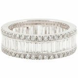5Ct Baguette Round Cut Diamond Eternity Wedding Ring Band 18K White Gold Finish