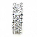 5.5ct Baguette Cut Diamond Round Halo Eternity Wedding Band 14K White Gold Over