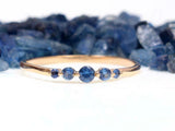 1ct Engagement Ring Round Cut Blue Sapphire Minimalist 14k Rose Gold Finish