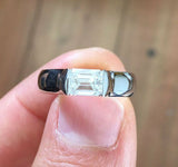 Solitaire Engagement Ring 0.4ct Emerald Cut VVS1D Diamond 14k White Gold Finish