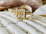 2.2ct Emerald Simulated Diamond Solitaire Bezel Set Ring 14k Yellow Gold Plated