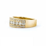 2.2ct Round Cut Moissanite 3 Row Channel Set Wedding Band 14k Yellow Gold Plated