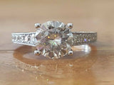 2.5ct Round Cut Diamond Antique Vintage Engagement Ring 14k White Gold Finish