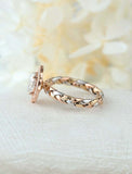 1.5ct Oval Cut Diamond Engagement Ring Halo Braided Band 14k Dual Gold Finish