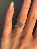 2ct Round Cut Diamond High Set Iced Band Engagement Ring 14k White Gold Finish