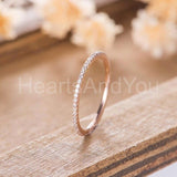 0.3ct Round Cut Moissanite Minimalist Stacking Wedding Band 14k Rose Gold Plated