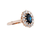 2.7ct Oval Cut Blue Sapphire Engagement Ring Diamond Floral 14k Rose Gold Finish