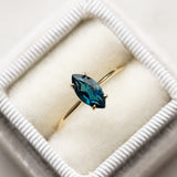 0.5ct Marquise Cut Simulated London Blue Topaz Solitaire Ring 14k Gold Plated