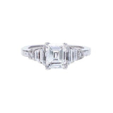 2.2ct Emerald Cut Diamond Solitaire Step Baguette Accent Ring 14k WhiteGold Over