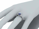 5ct Round Blue Sapphire Engagement Ring Dual Row Bridal Set 14k White Gold Over