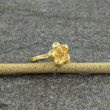 0.5ct Engagement Ring Round Cut Yellow Citrine Flower 14k Yellow Gold Finish