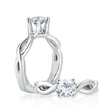 1ct Round Cut Diamond Engagement Ring Solitaire Infinity 18k White Gold Finish