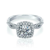 3Ct Round Cut Diamond Halo Reverse Split Band Solitaire Ring 14K White Gold Over