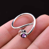 0.5ct Round Cut Purple Amethyst Geometric Solitaire Ring 14k White Gold Finish