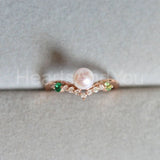 0.5ct Round Cut Simulated Diamond Pearl Minimalist Ring 14k Rose Gold Plated