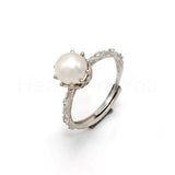 0.2ct Round Cut Simulated Accents Crown Pearl Engagement Ring Yellow Gold Plated