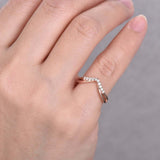 0.6ct Wedding Ring Band Round Cut Diamond Unique Split Shank 14k RoseGold Finish