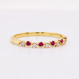 0.5ct Round Cut Simulated Pink Ruby Wave Wedding Band 14k Yellow Gold Plated