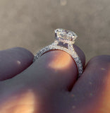 2ct Round Cut Diamond High Set Iced Band Engagement Ring 14k White Gold Finish