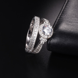2.5ct Round Cut Diamond Engagement Ring 18k White Gold Finish Vintage Bridal Set