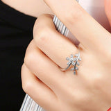 1.5ct Round Cut Diamond Engagement Ring 14k White Gold Finish Floral Leaf Bypass