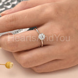 0.2ct Round Cut Moissanite Solitaire Women Engagement Ring 14k White Gold Plated