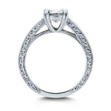 3.5ct Cushion Diamond Vintage Engagement Ring 14K White Gold Over Round Accent