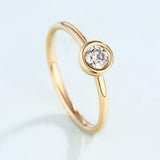 Bezel Set Solitaire Engagement Ring 0.7ct Round Cut Diamond 14k Yellow Gold Over