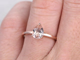 0.5ct Pear Cut Peach Morganite Solitaire Engagement Ring 14k Rose Gold Finish