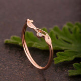 Floral Leaf Twig Engagement Ring 0.12ct Round Cut Diamond 14k Rose Gold Finish