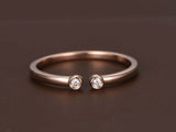 0.2ct Round Cut VVS1D Diamond Bezel Set Open Engagement Ring 14k Rose Gold Over