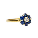 2ct Round Cut Blue Sapphire Engagement Ring Floral Halo 14k Yellow Gold Finish