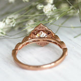 2Ct Cushion Cut DVVS1 Diamond Vintage Halo Engagement Ring 14K Rose Gold Finish