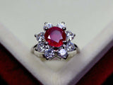 2.25ct Engagement Ring Round Cut Pink Ruby Diamond Floral 14k White Gold Finish
