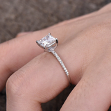 1.2ct Princess Diamond Engagement Ring Solitaire With Accents 14k WhiteGold Over