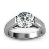 1ct Round Cut Diamond Stylish Solitaire Engagement Ring 14k White Gold Finish