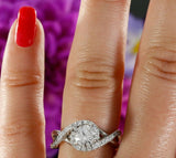 2ct Round Cut VVS1 Diamond Infinity Swirl Engagement Ring 14k White Gold Finish