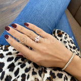 2ct Emerald Cut Simulated Peach Morganite Three Stone Ring 14k Rose Gold Plated