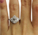 6.5ct Pear Cut Diamond Halo Cocktail Trilogy Engagement Ring 14K White Gold Over