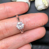 0.3ct Round Cut Moissanite Solitaire Women Engagement Ring 14k White Gold Plated