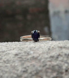 0.6ct Engagement Ring Oval Cut Blue Sapphire Solitaire Women 14k White Gold Over