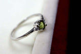 0.35ct Engagement Ring Oval Cut Peridot Trilogy Minimalist 14k White Gold Finish
