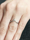0.1ct Trillion Simulated Diamond Minimalist Curved Band 14k White Gold Plated