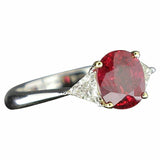 1.9ct Cushion Cut Pink Ruby Engagement Ring Trilogy 14k White Gold Finish
