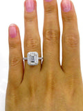 3ct Emerald Cut Diamond Halo Solitaire Engagement Ring 18K White Gold Finish